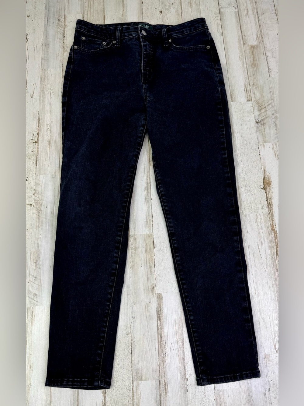 LRL Lauren Jeans Co Ralph Lauren 10 (29x26) Skinny Curvy Crop Jeans Black